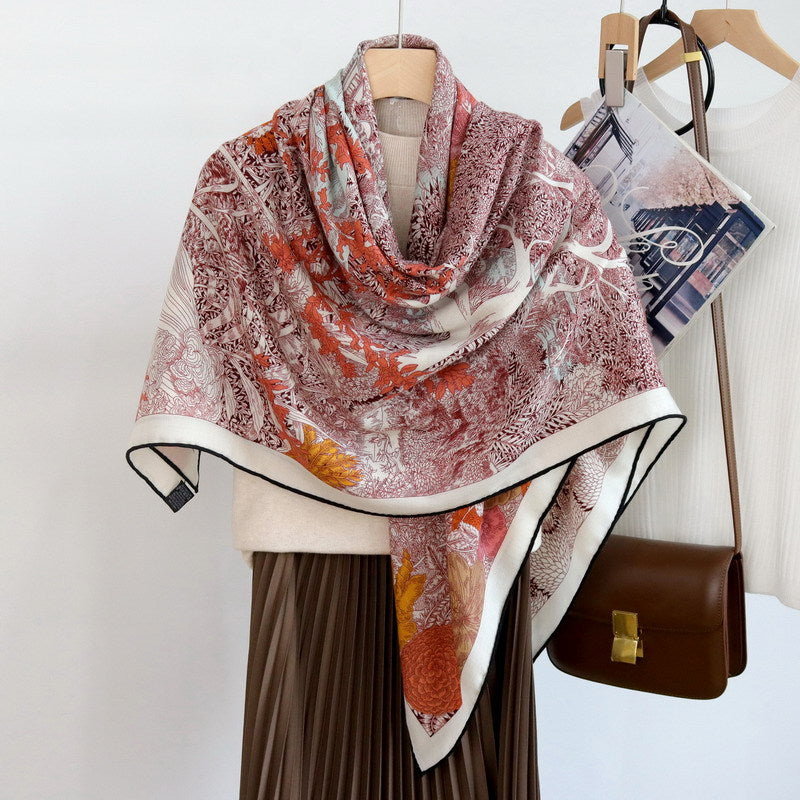 Women's Printed Silk Wool Scarf 135*135cm BG-128